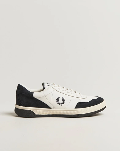 Fred Perry B11 Leather/Suede Sneaker Snow White/Navy – Wit