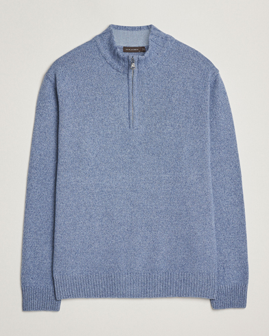 Oscar Jacobson Paul Wool/Cashmere Half-Zip Light Blue – Blauw