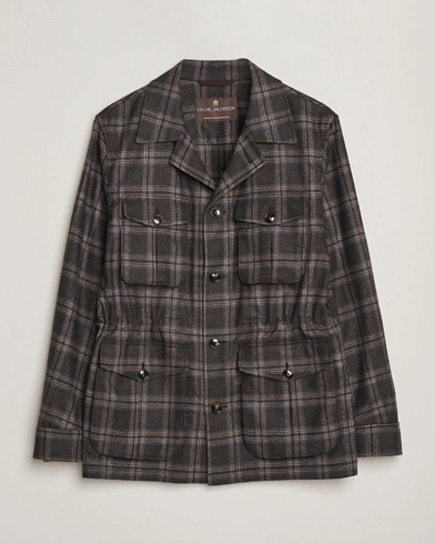Oscar Jacobson Sirolo Checked Shirt Jacket Brown/Blue – Bruin