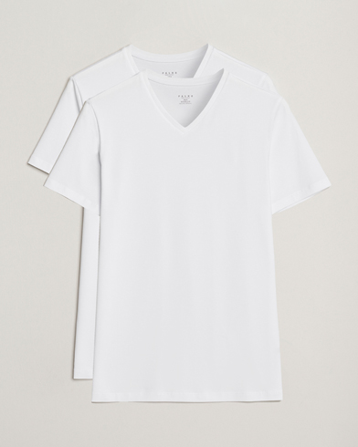 Falke 2-Pack Cotton V-Neck T-Shirt White – Wit