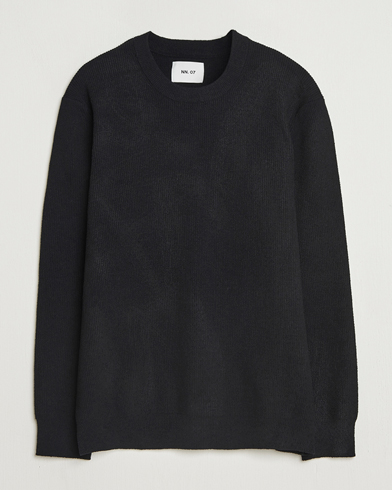 NN07 Danny Rib Knitted Crew Neck Black – Zwart