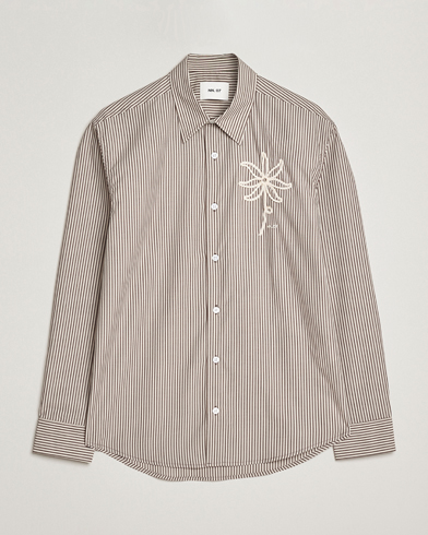 NN07 Quinsy Striped Embroidered Shirt Brown – Bruin