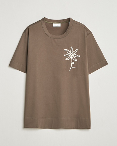 NN07 Pedro Embroidered T-Shirt Mable Husk – Groen