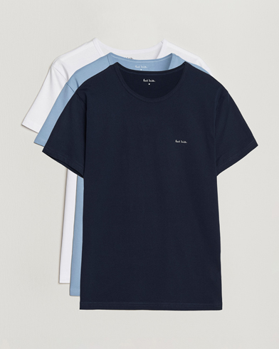 Paul Smith 3-Pack Crew Neck T-Shirt White/Black/Light Blue – Blauw