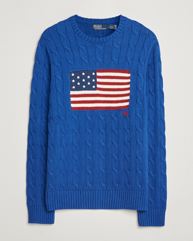 Polo Ralph Lauren Cotton Cable Flag Sweater Sapphire Star – Blauw