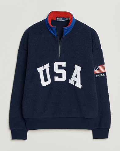 Polo Ralph Lauren Polar Half Zip USA Fleece Refined Navy – Blauw