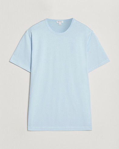 Sunspel Crew Neck Q82 Cotton T-Shirt Frost Blue – Blauw