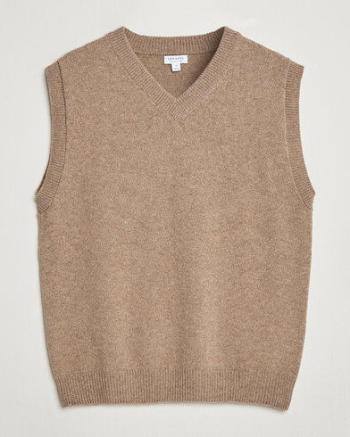 Sunspel Lambswool Knitted Vest Sandstone – Beige