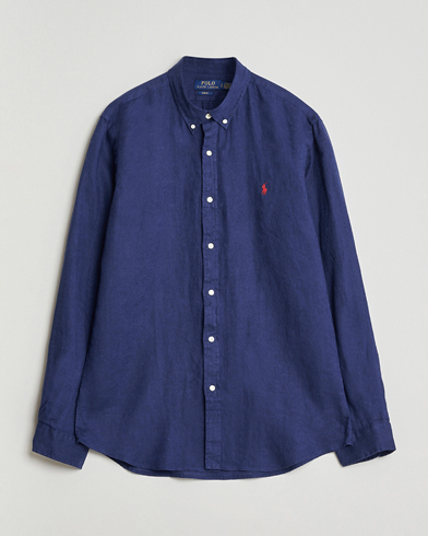 Polo Ralph Lauren Slim Fit Linen Shirt Navy – Blauw