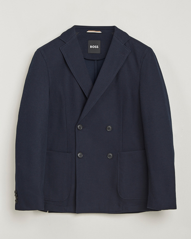 BOSS BLACK Hanry Jersey Double Breasted Blazer Dark Blue – Blauw
