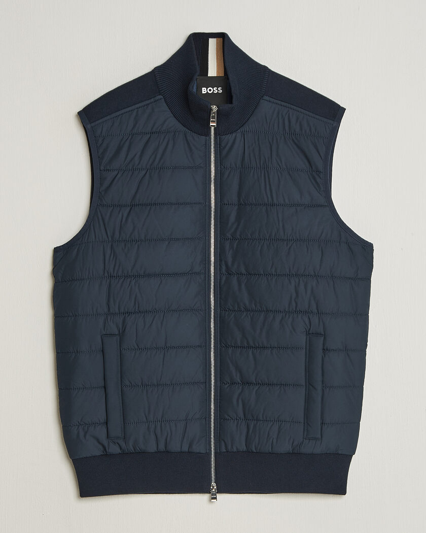 BOSS BLACK Urwin Cotton/Wool Vest Dark Blue – Blauw