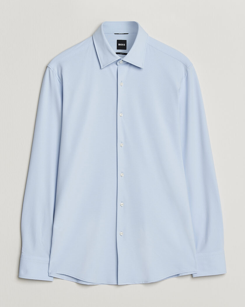 BOSS BLACK Hank Structured Jersey Shirt Light Blue – Blauw