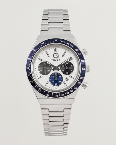 Timex Q Chronograph Tonal Sub Dials 40mm White Dial – Zilver
