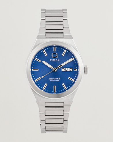 Timex Q Continental Day/Date 38mm Blue Dial – Zilver