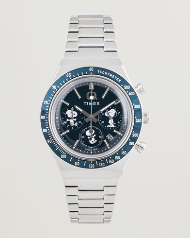 Timex X Peanuts Q Chronograph Snoopy 40mm Blue Dial – Zilver