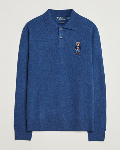 Polo Ralph Lauren Washed Long Sleeve Bear Polo Rustic Navy Heather – Blauw