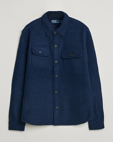 Polo Ralph Lauren Felted Wool Pocket Shirt RL Navy – Blauw