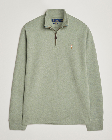 Polo Ralph Lauren Double Knitted Half Zip Greenery Heather – Groen