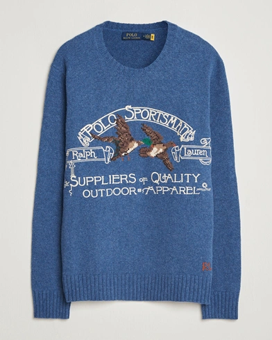 Polo Ralph Lauren Cotton/Wool Printed Sweater Blue Multi – Blauw