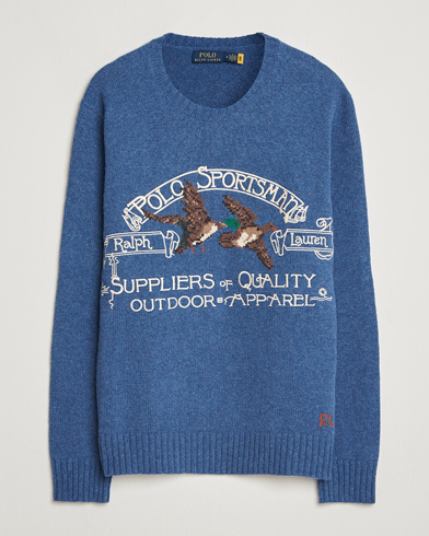 Polo Ralph Lauren Cotton/Wool Printed Sweater Blue Multi – Blauw