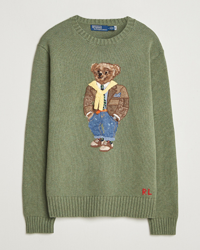 Polo Ralph Lauren Cotton/Cashmere Bear Sweater Lovette Heather – Groen
