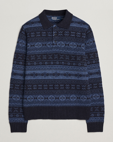 Polo Ralph Lauren Wool/Linen Blend Long Sleeve Sweater Navy Multi – Blauw