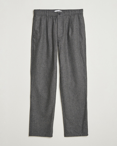 Samsøe Samsøe Bertil Flannel Drawstring Trousers Dark Grey Melange – Grijs