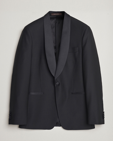 Oscar Jacobson Figaro Wool Tuxedo Blazer Black – Zwart