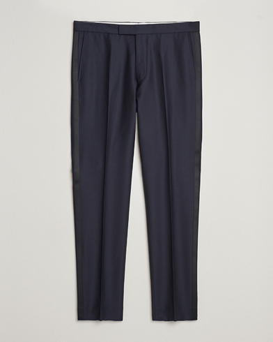 Oscar Jacobson Denz Wool Tuxedo Trousers Navy – Blauw