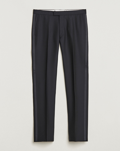 Oscar Jacobson Denz Straight Wool Tuxedo Trousers Black – Zwart