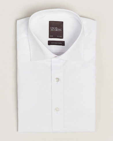Oscar Jacobson Slim Fit Cut Away Non Iron Twill White – Wit