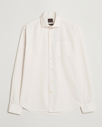 Oscar Jacobson Reg Fit Wide Spread Collar Twill Ecru White – Wit