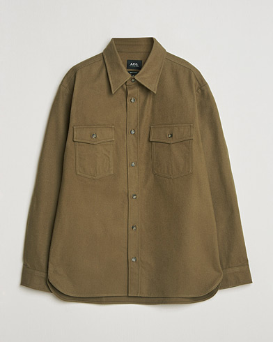 A.P.C. Brushed Cotton Overshirt Khaki – Groen