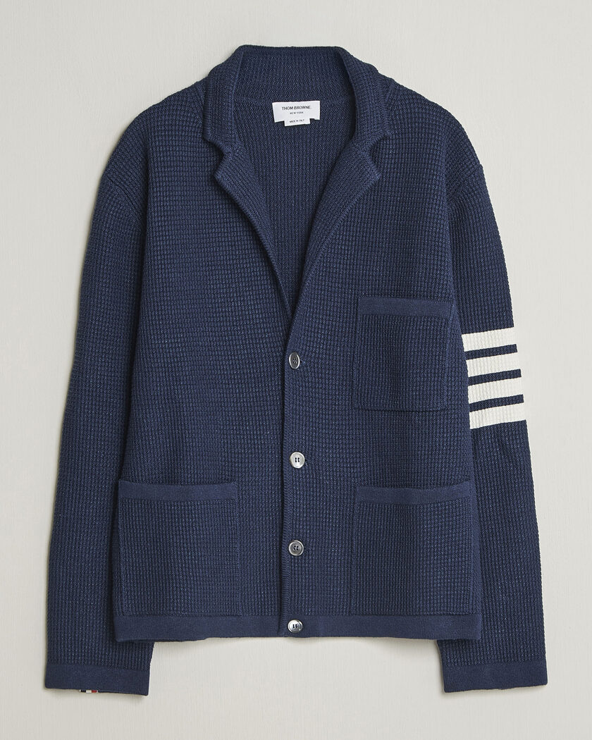 Thom Browne Textured 4 Bar Cardigan Jacket Navy – Blauw