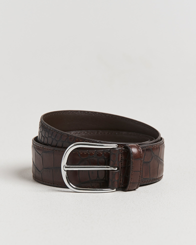 Anderson's Embossed 3,5cm Leather Belt Brown – Bruin