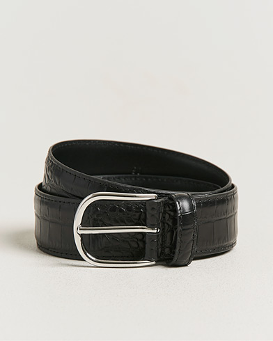 Anderson's Embossed 3,5cm Leather Belt Black – Zwart