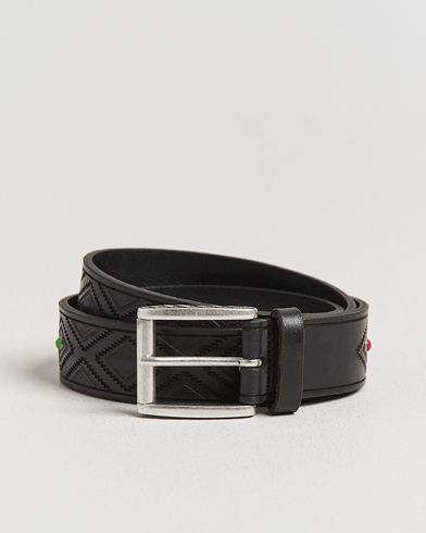 Anderson's Diamond Pattern Western 3,5cm Belt Black – Zwart