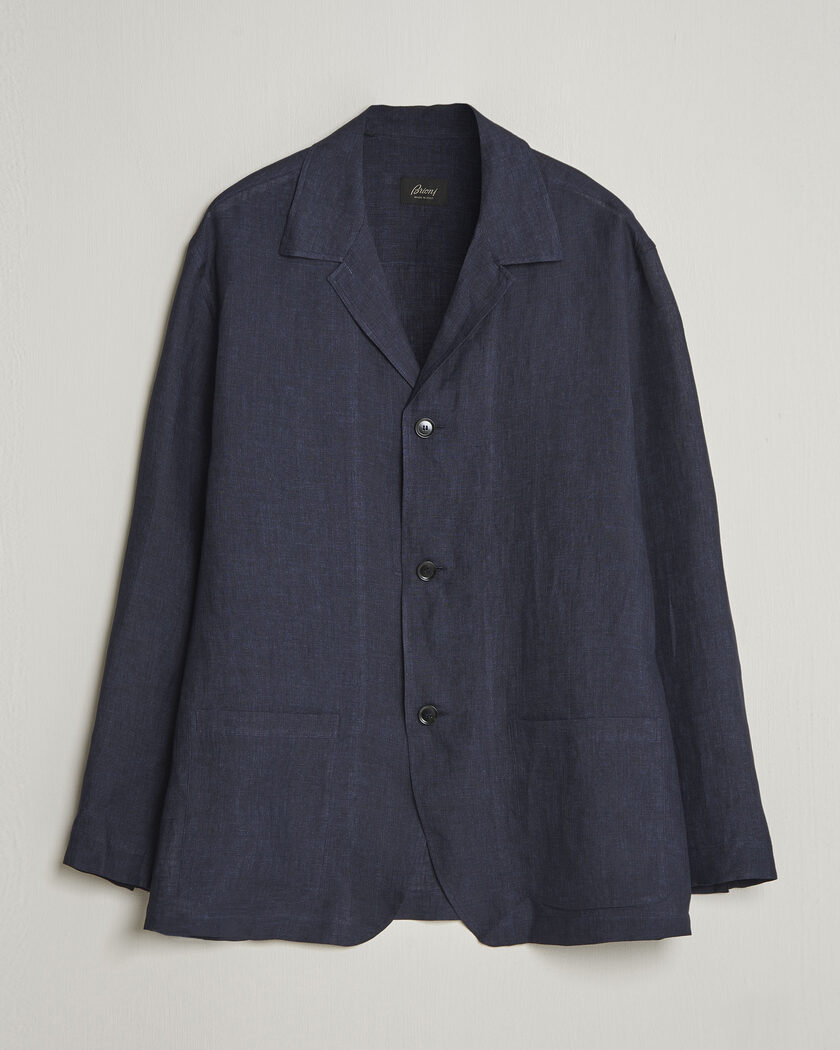 Brioni Linen Shirt Blazer Navy – Blauw
