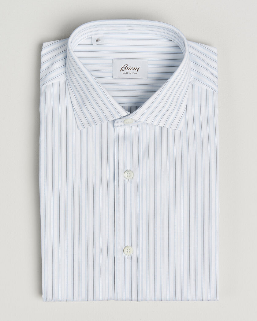 Brioni Slim Fit Dress Shirt Light Blue Stripe – Blauw