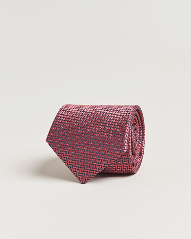 Brioni Jacquard Herringbone Silk Tie Rosa – Roze