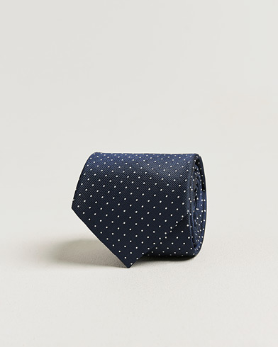 Brioni Jacquard Dot Silk Tie Navy – Blauw