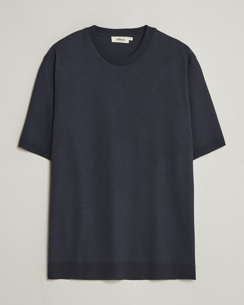 Altea Cotton/Stretch Knitted T-Shirt Navy – Blauw