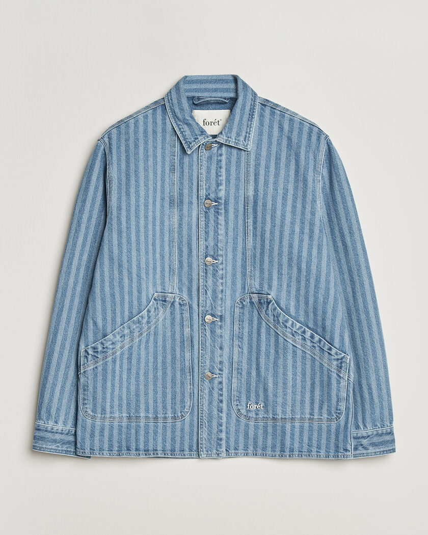 Forét Berry Denim Overshirt Striped Denim – Blauw
