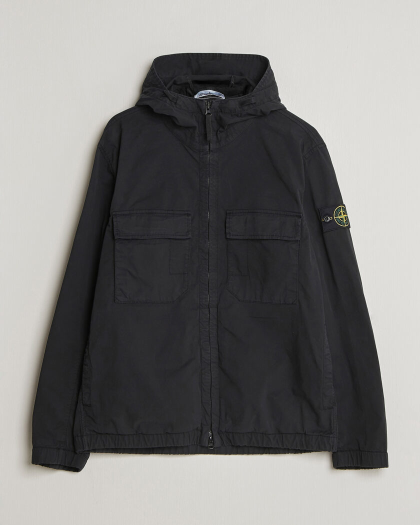Stone Island Stretch Cotton Twill Hood Jacket Black – Zwart