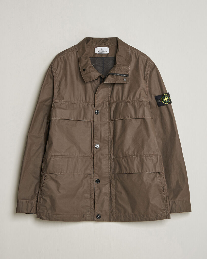 Stone Island Waxed Pigment Cotton Tela Field Jacket Umber – Bruin