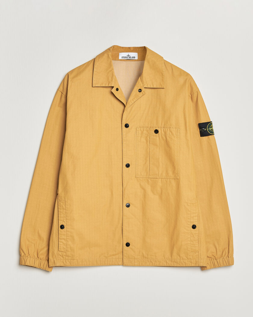 Stone Island Double Coated Cotton Ripstop Overshirt Mustard – Geel