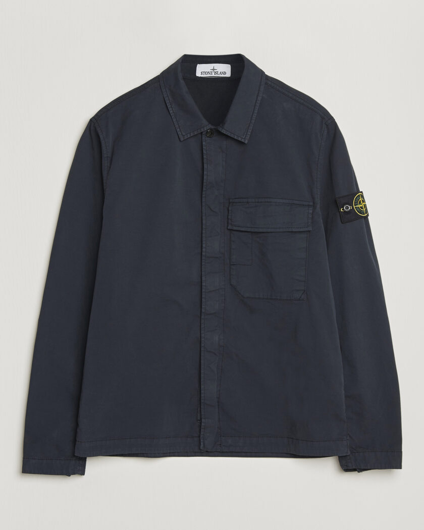 Stone Island Organic Cotton Twill Overshirt Navy – Blauw