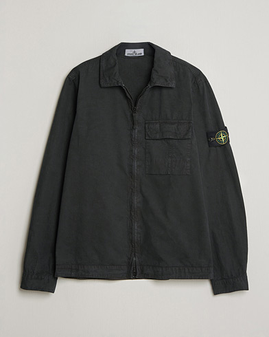 Stone Island Brushed Cotton Canvas Zip Overshirt Black – Zwart