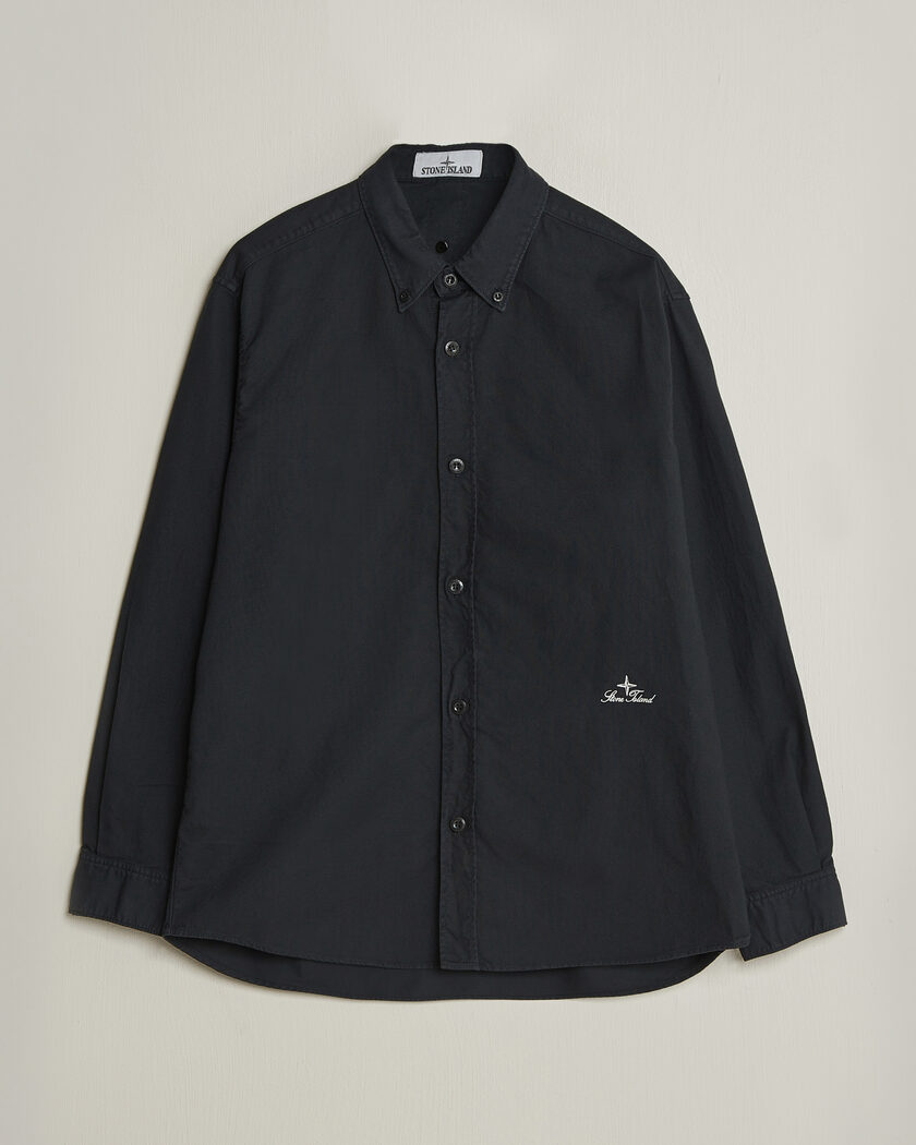 Stone Island Organic Cotton Oxford Shirt Navy – Blauw