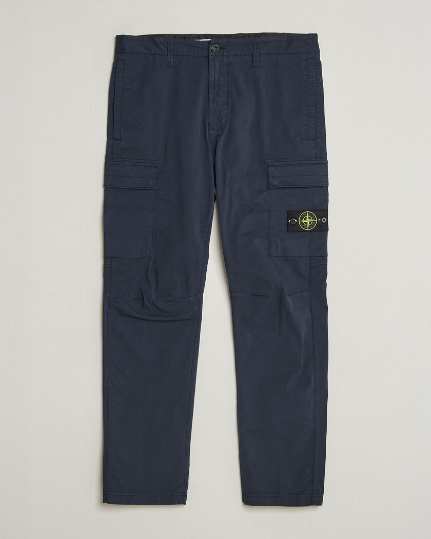 Stone Island Stretch Cotton Twill Cargo Trousers Navy – Blauw